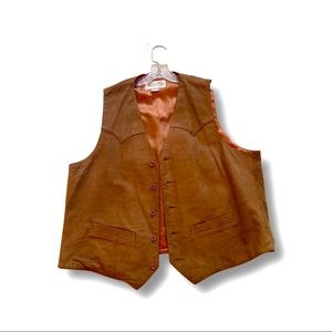 Skully brown leather vest!